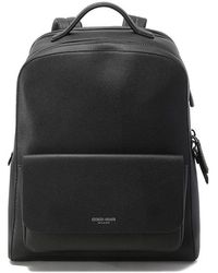Giorgio Armani - Logo-Stamp Leather Backpack - Lyst