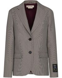 Marni - Houndstooth Checked Single-Breasted Jacket - Lyst