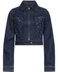 Marine Serre - Moon Printed Cropped Denim Jacket - Lyst