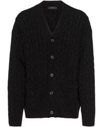 Prada - Cable-Knit Button-Up Cardigan - Lyst