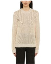 Isabel Marant - Recycled Polyester Ecru Crew-Neck Jumper Sweater - Lyst