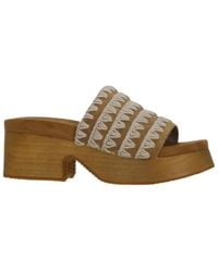 Mou - Woven Platform Heeled Sandals - Lyst