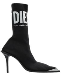 DIESEL - Logo Intaesia Heeled Ankle Boots - Lyst