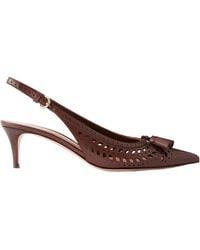 Gianvito Rossi - 55 Laser-Cut Leather Kitten Heel Slingback Pumps - Lyst