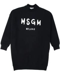 MSGM - Logo Details Sweater-Style Dress - Lyst