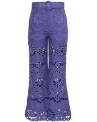 Zimmermann - Broderie Anglaise Cropped Trousers - Lyst
