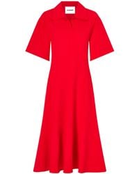 Jil Sander - Patchwork Crepe Midi Dress - Lyst