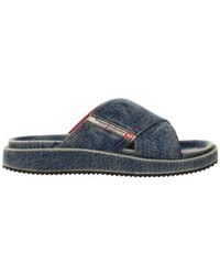 DIESEL - Sa-Slide Cris Cros Denim Slides - Lyst