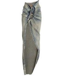 Rick Owens - Denim Asymmetric Skirt - Lyst