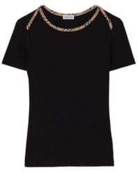 Burberry - Checkered Stretch Cotton T-Shirt - Lyst