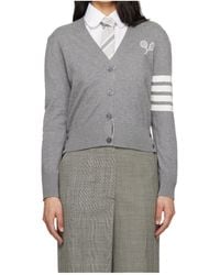 Thom Browne - 4-Bar V-Neck Knit Cardigan - Lyst