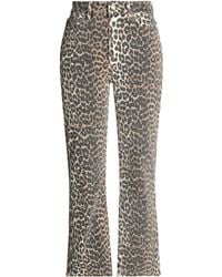 Ganni - Leopard-Print Straight-Leg Jeans - Lyst