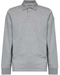 Moncler - Logo Patch Long-Sleeved Polo Shirt - Lyst