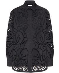 Valentino - Floral Cut-Out Button-Up Shirt Jacket - Lyst