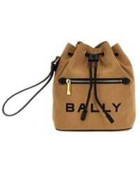 Bally - Logo Printed Bar Mini Bucket Bag - Lyst