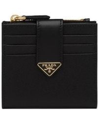 Prada - Logo Plaque Zip-Up Wallet - Lyst