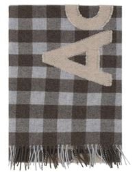 Acne Studios - Checkered Logo Detailed Scarf - Lyst