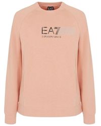 EA7 - Logo Printed Round Neck Sweater - Lyst