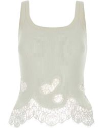 Ermanno Scervino - Embroidered Lace Hem Knitted Top - Lyst