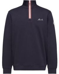 Moncler - Logo Embroidered Polo-Neck Sweatshirt - Lyst