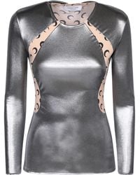 Marine Serre - Crescent Moon-Panelled Crewneck Jersey Top - Lyst