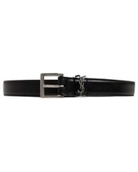 Saint Laurent - Logo Plaque Buckled Belt - Lyst