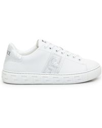Versace - Greca-Embellished Lace-Up Sneakers - Lyst