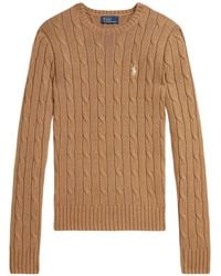 Polo Ralph Lauren - Cable-Knit Crew-Neck Sweater Camel - Lyst