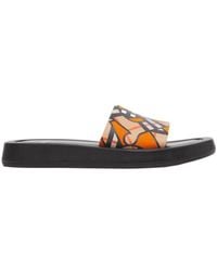 Burberry - Monogram-Print Canvas Slides - Lyst