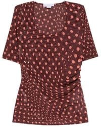 Stella McCartney - Polka Dot Scoop Neck Ruched Top - Lyst