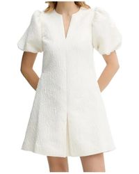 Stine Goya - V-Neck Puff-Sleeve Mini Dress - Lyst
