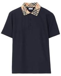 Burberry - Check Collar Short Sleeved Polo Shirt - Lyst
