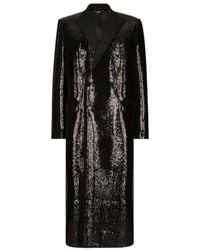 Dolce & Gabbana - Sequined Double-Breasted Coat - Lyst