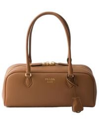 Prada - Medium Leather Top-Handle Bag - Lyst