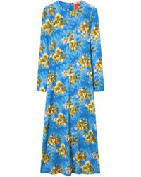 La DoubleJ - Long-Sleeve Floral-Print Maxi Dress - Lyst
