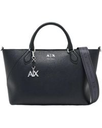 ARMANI EXCHANGE - Logo-Charm Grained Shopping Tote Bag - Lyst