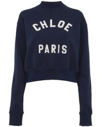 Chloé - Chloé Logo Printed Mock-Neck Sweatshirt - Lyst