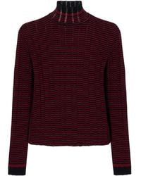 Proenza Schouler - Stina Striped Ribbed Wool And Cotton-Blend Turtleneck Sweater - Lyst