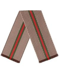 Gucci - Gg Jacquard Knit Scarf With Web And Fringe - Lyst