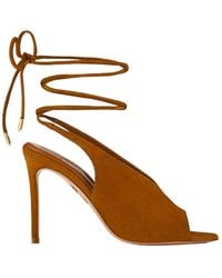 Aquazzura - Lace-Up Peep-Toe Heeled Sandals - Lyst