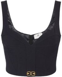 Elisabetta Franchi - Logo Detailed Sleeveless Top - Lyst