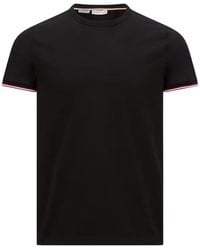 Moncler - Tricolour-Trimmed Crewneck T-Shirt - Lyst