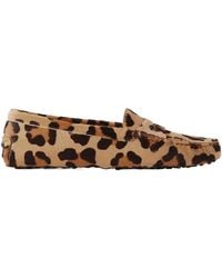 Tod's - Gommino Leopard-Print Calf Hair Loafers - Lyst