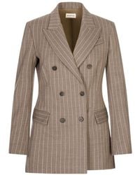 P.A.R.O.S.H. - Pinstripe-Pattern Double-Breasted Blazer - Lyst