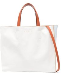 Marni - Logo Print Leather Shoulder Bag - Lyst