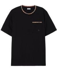 Burberry - Check Trim Crewneck T-Shirt - Lyst