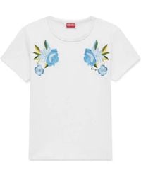 KENZO - Floral Embroidered T-Shirt - Lyst