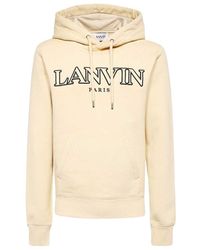 Lanvin - Logo Embroidered Drawstring Hoodie - Lyst