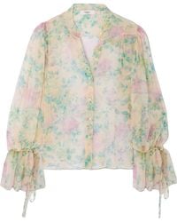 Chloé - Chloé Allover Floral Print Puff-Sleeved Blouse - Lyst