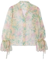 Chloé - Chloé Allover Floral Print Puff-Sleeved Blouse - Lyst